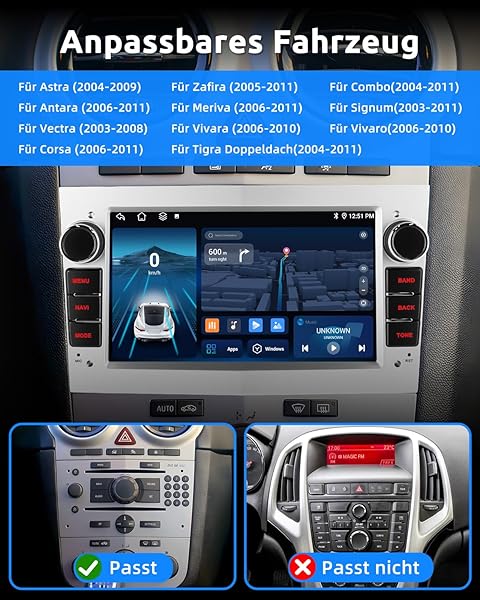 ESSGOO 2+64G Wireless Autoradio Android 14 mit Carplay und Android Auto Für Opel Astra H Corsa C/D Vectra C Zafira 7 Zoll IPS Touchscreen Bluetooth FM RDS GPS Silber Mikrofon - 3