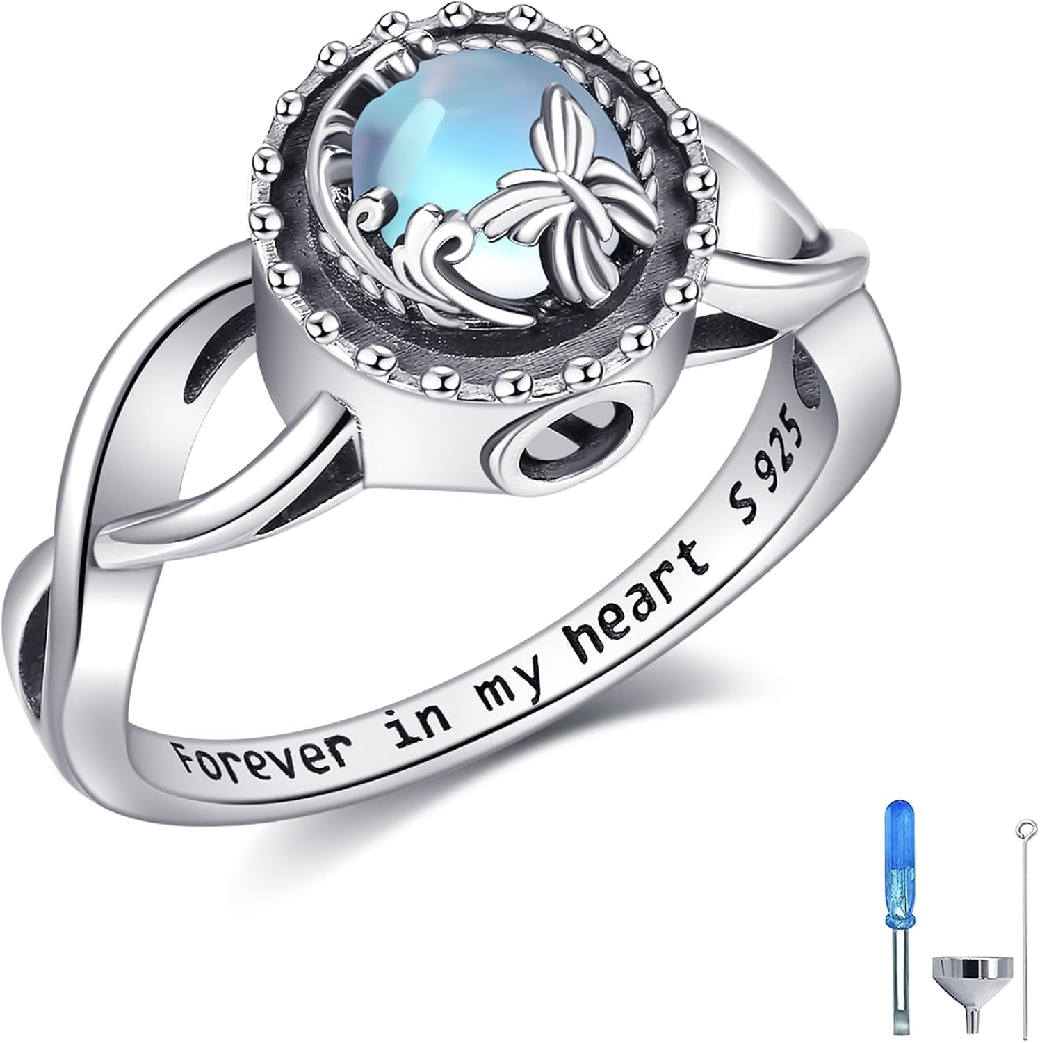 Heart/Abalone/Moonstone Heart Urn Ring for Women 925 Sterling Silver Cremation Jewelry for Ashes Cremation Ring Holds Loved Ones Ashes…