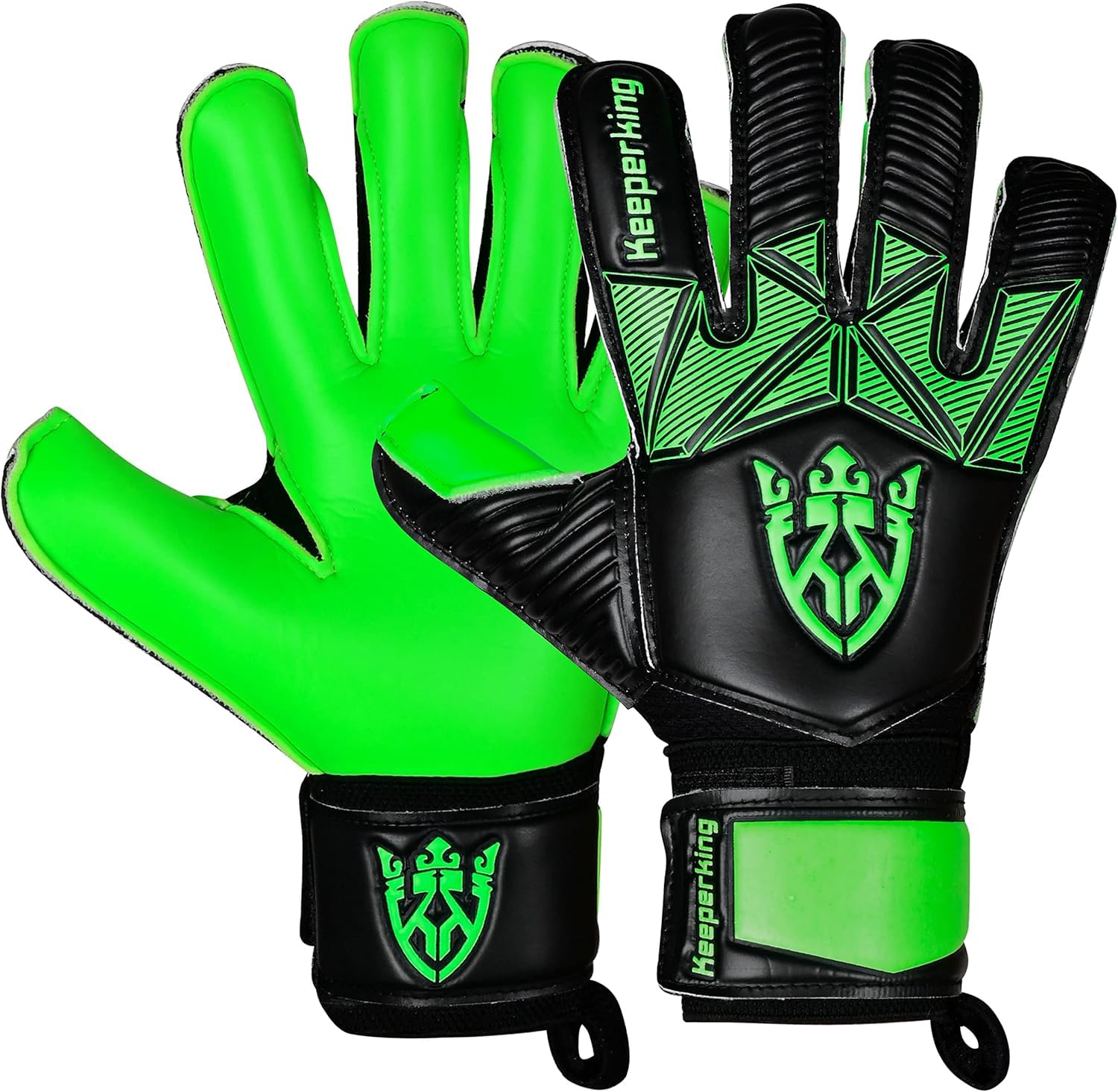 Keeperking Torwarthandschuhe Kinder Jugend Erwachsene Fußballhandschuhe ohne fingersave 4mm Vorhand Lange haltbar Latex Unisex
