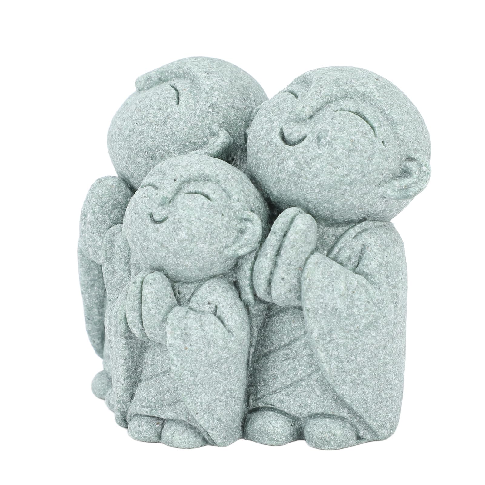 lvifloae Mini Monk Buddha Statue Chinese Green Sandstone Cute Buddha Figurine 3 Little Monks Ornament for Fish Aquarium Home Garden Decoration Style 3 (Style 1)