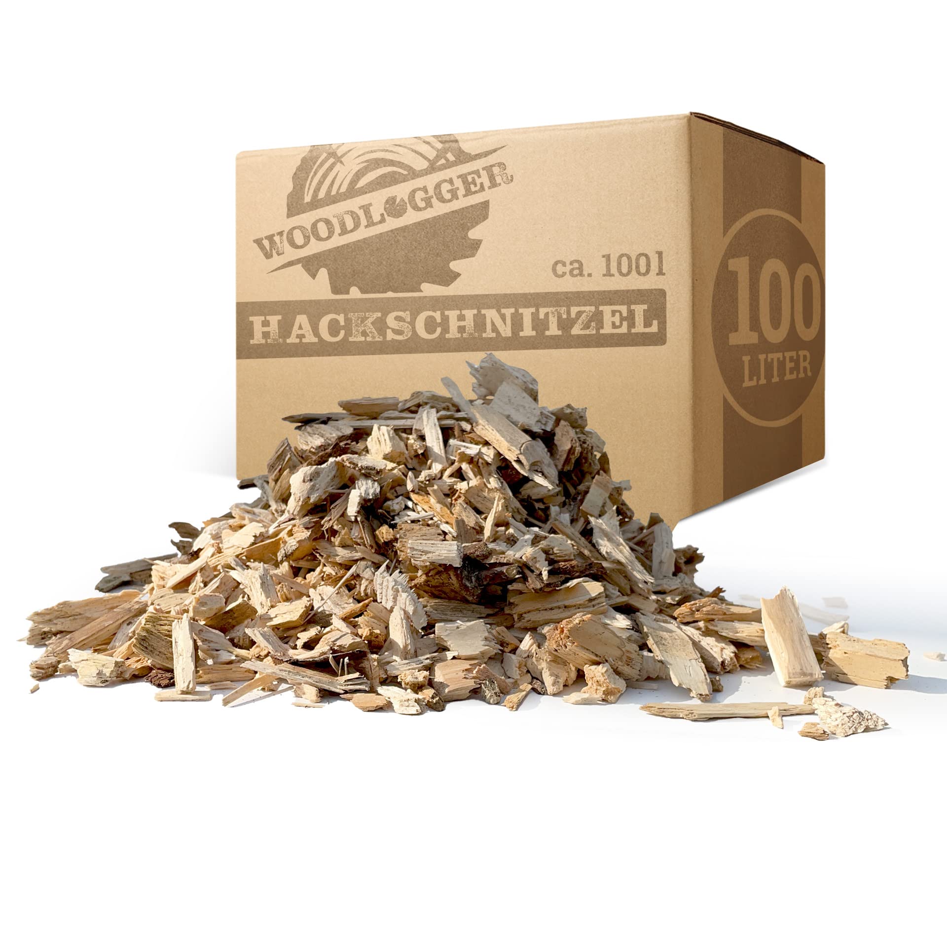 Hackschnitzel aus Kiefer 100 L | Holzhackschnitzel als Rindenmulch-Ersatz für den Garten | Verwendbar als Einstreu, Brennmaterial, Anzünder, Deko, Mulch & Fallschutz für den Spielplatz