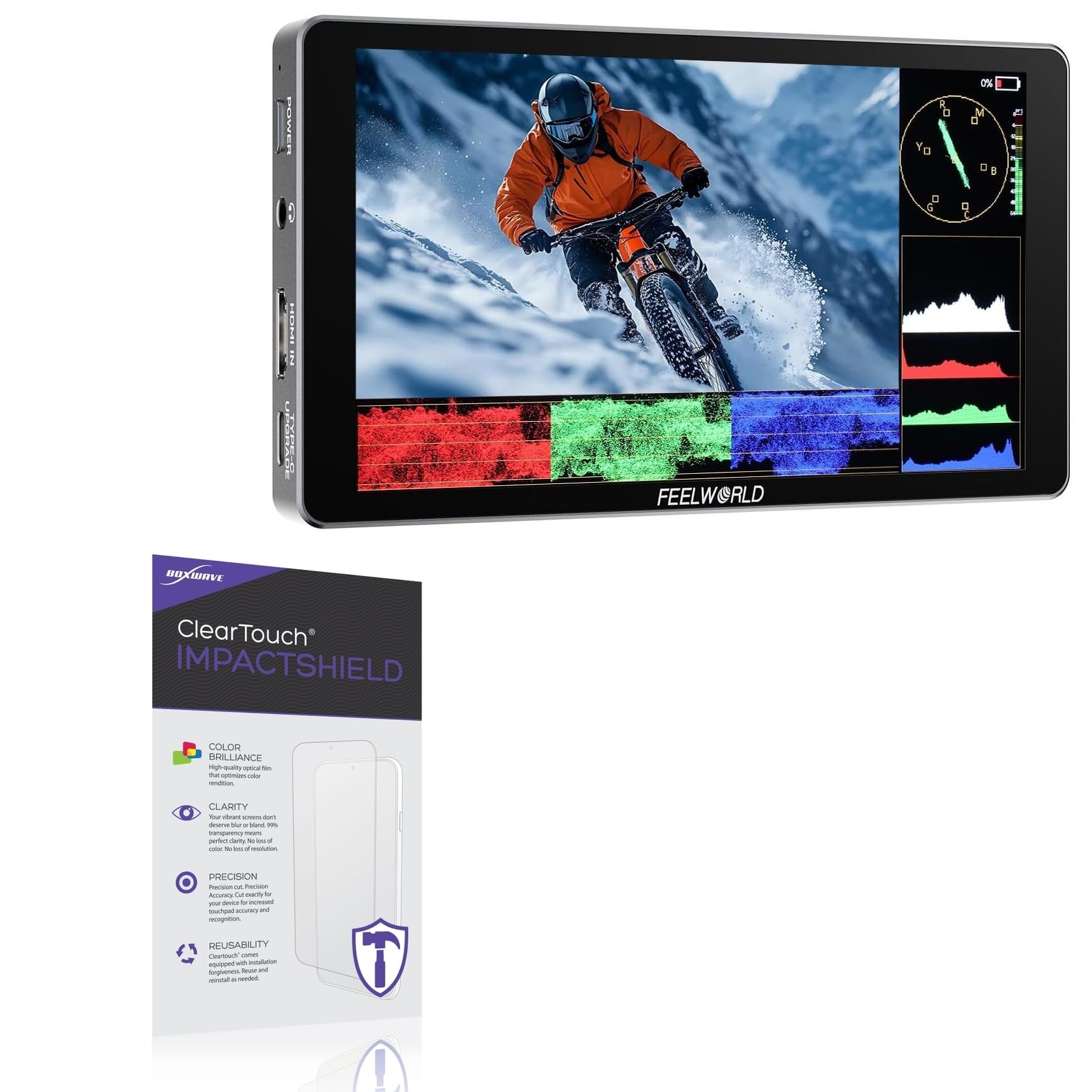 BoxWave Screen Protector Compatible with FeelWorld P6XL (6 in) - ClearTouch ImpactShield (2-Pack), Impenetrable Screen Protector Flexible Film