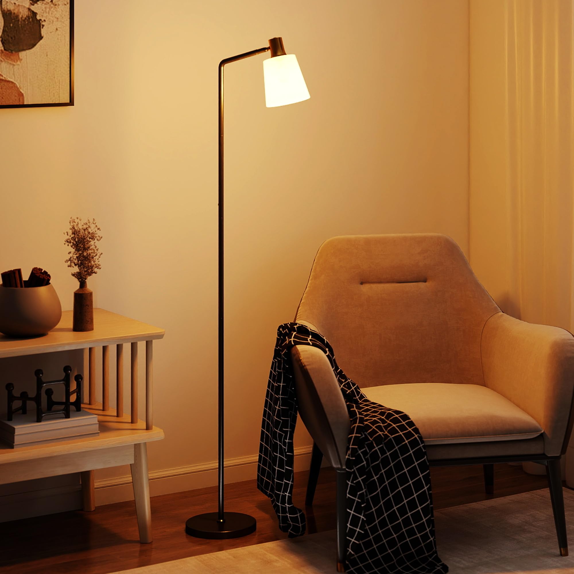 HOMCOM Lampada da Terra LED Regolabile con Testa Girevole a 350°, Lampada Moderna con Regolazione Temperatura del Colore 3000K/4000K/6500K, per Camera e Salotto, Nero