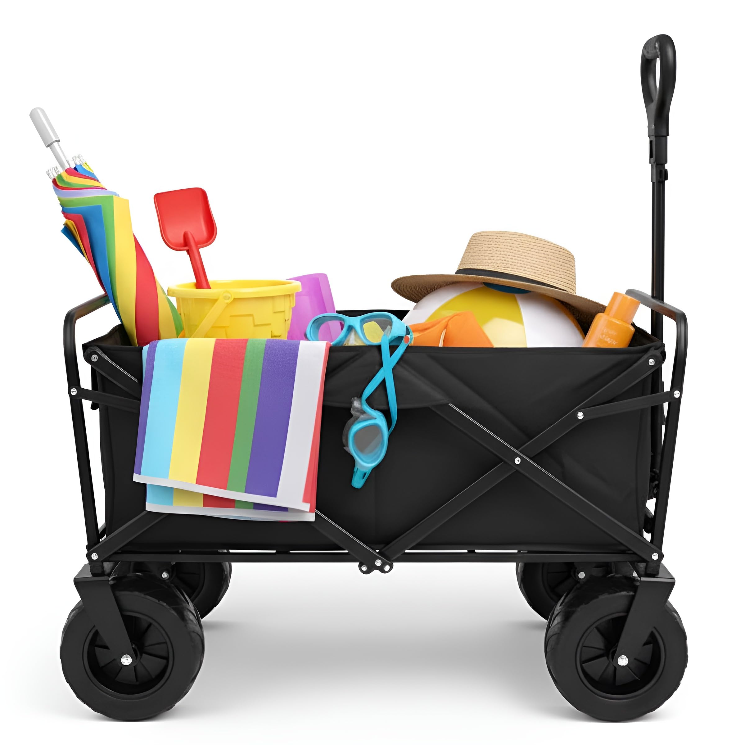 Carro Plegable Multiusos Nyana Home | Carrito de Transporte de Gran Capacidad para Playa, Camping, Jardín, Compras y Uso Exterior | Estructura de Acero Reforzado y Tela Oxford Resistente