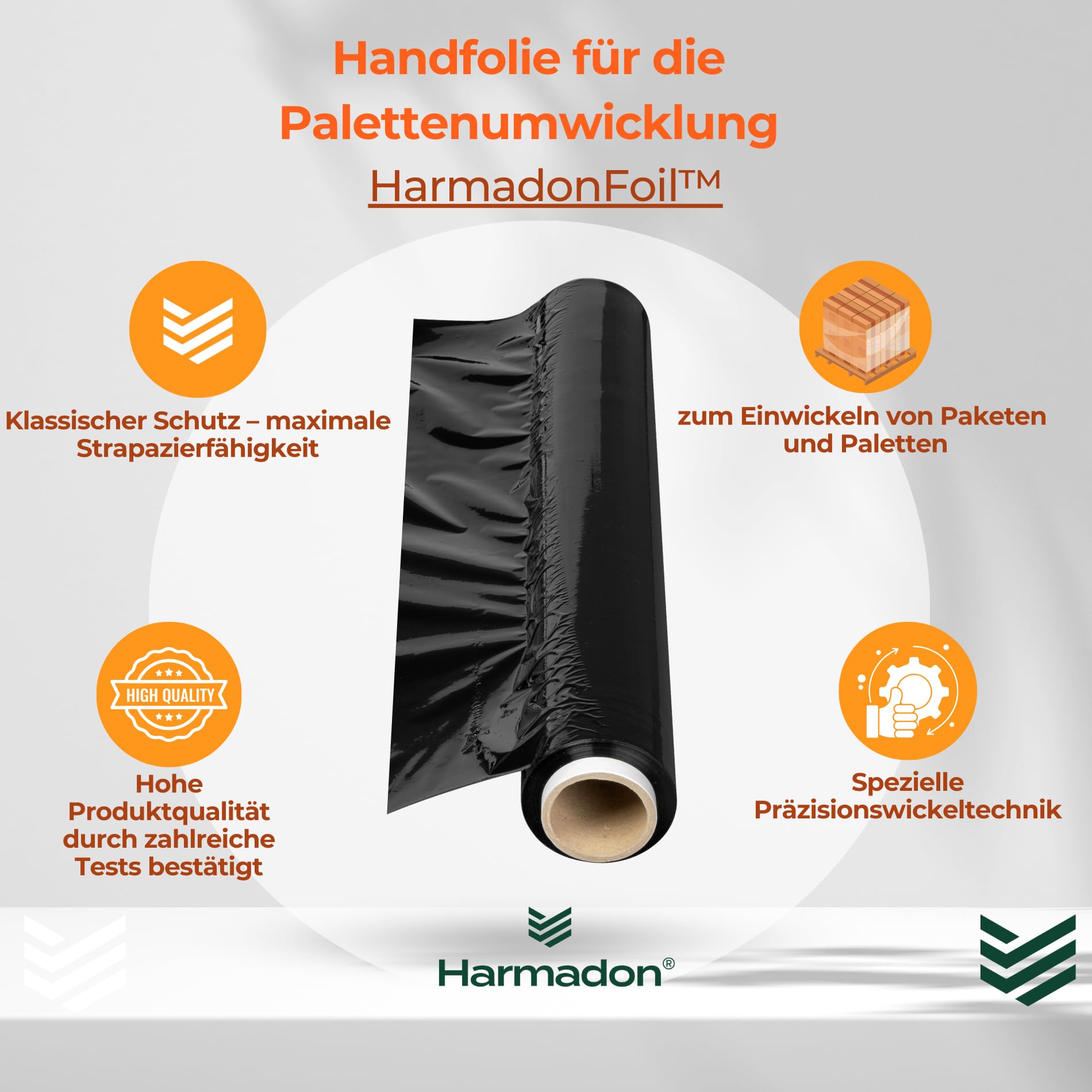 Stretchfolie Schwarz 50 cm - Starke Folie für Möbel - Set mit 6 Stück - Verpackungsmaterial 110 m - Verpackungsfolie für Umzugskartons - Strechfolienrolle - Möbelfolie 1,35 kg