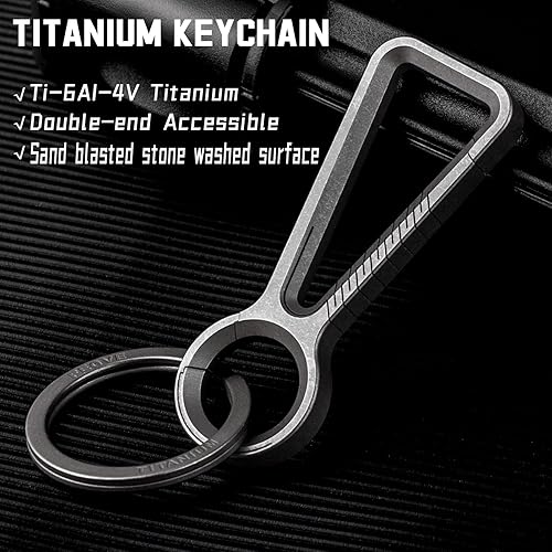 Miniatura 6 de Llavero con mosquetón de titanio, llavero de coche EDC resistente, ganchos de liberación rápida para hombre con llavero de titanio