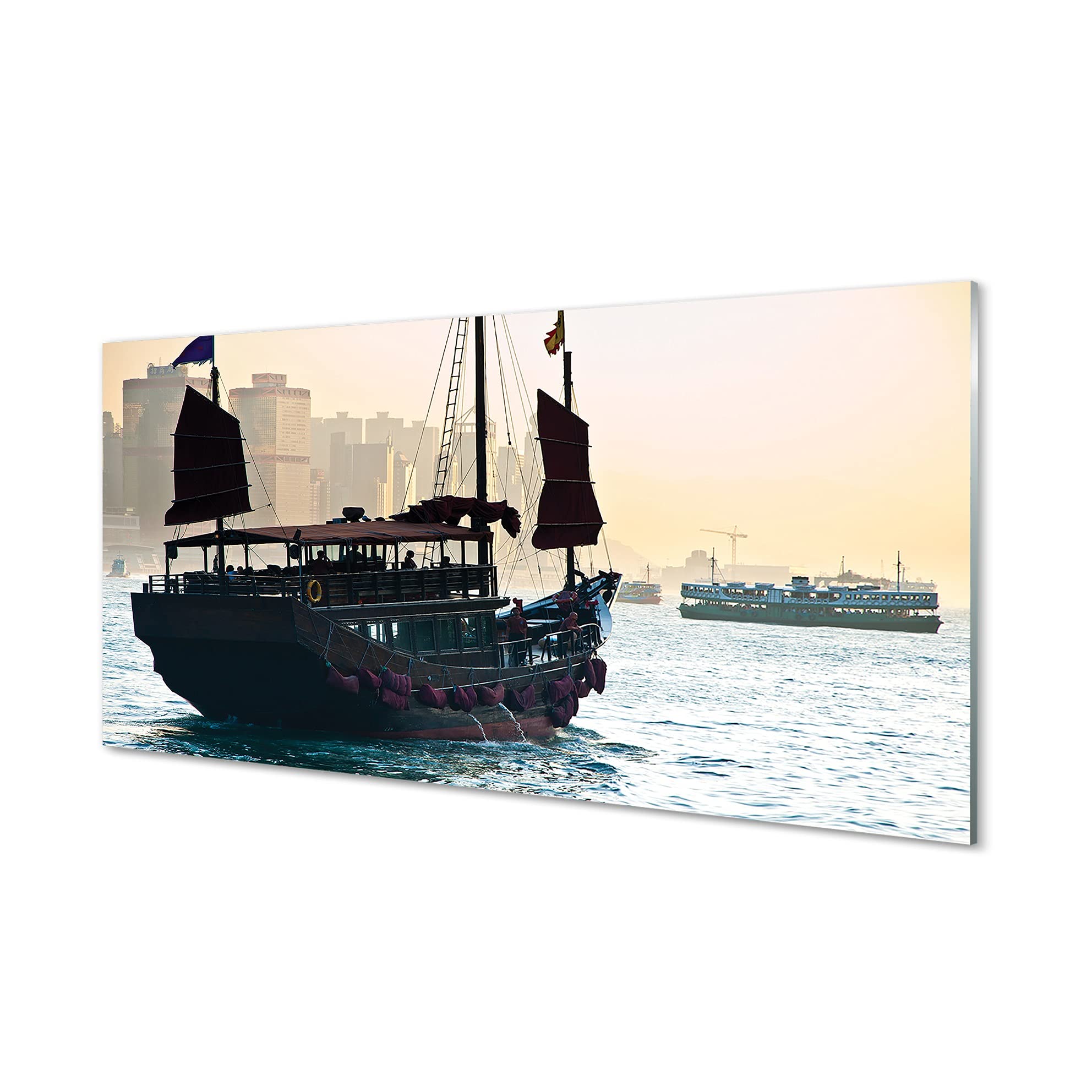 Tableau decoration murale bateau ocean Tulup impression sur verre 100x50cm