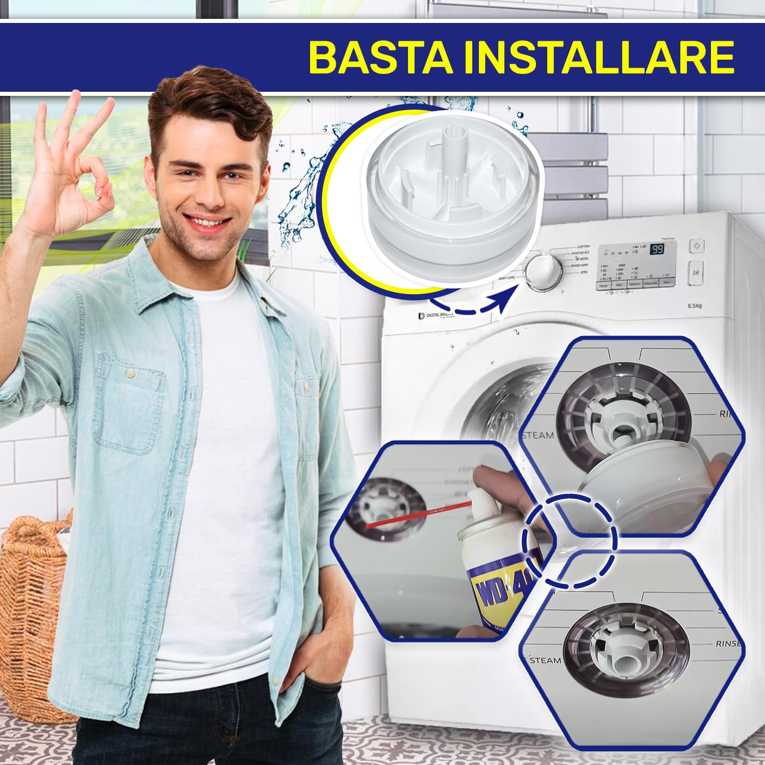 4 Manopole Grigie Per Asciugatrice E Lavatrice GE WH01X10462 – Ricambio Scaroo
