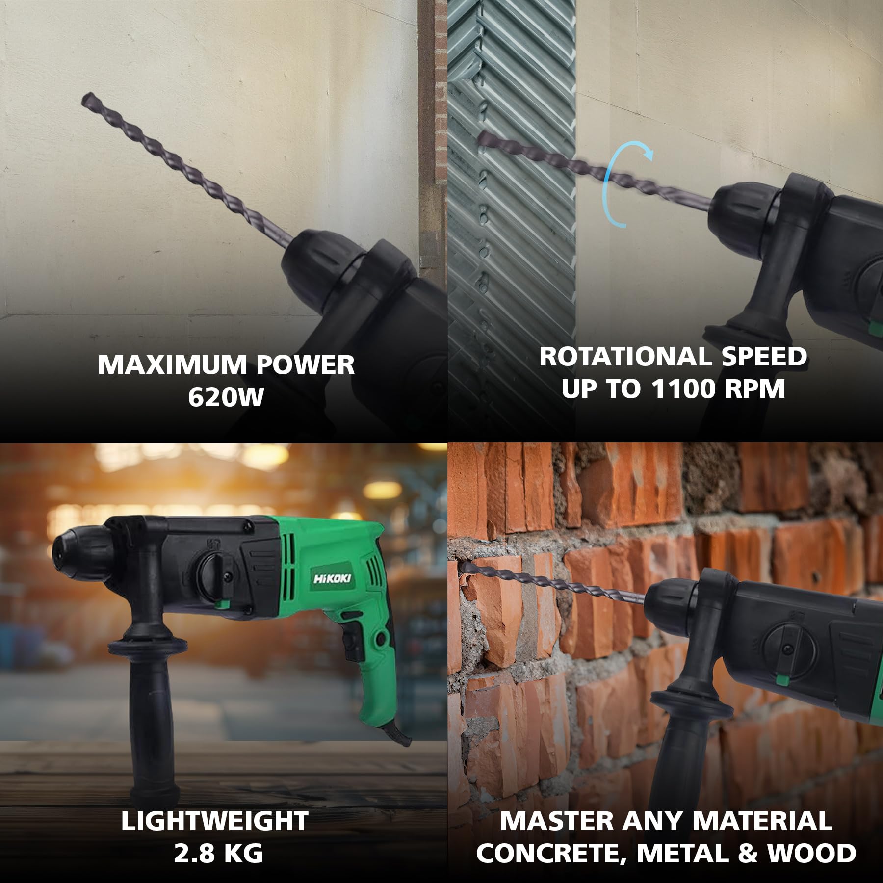 Hikoki Dh22pbss9z Rotary Hammer Drill Machine 620w Sds Plus Chuck