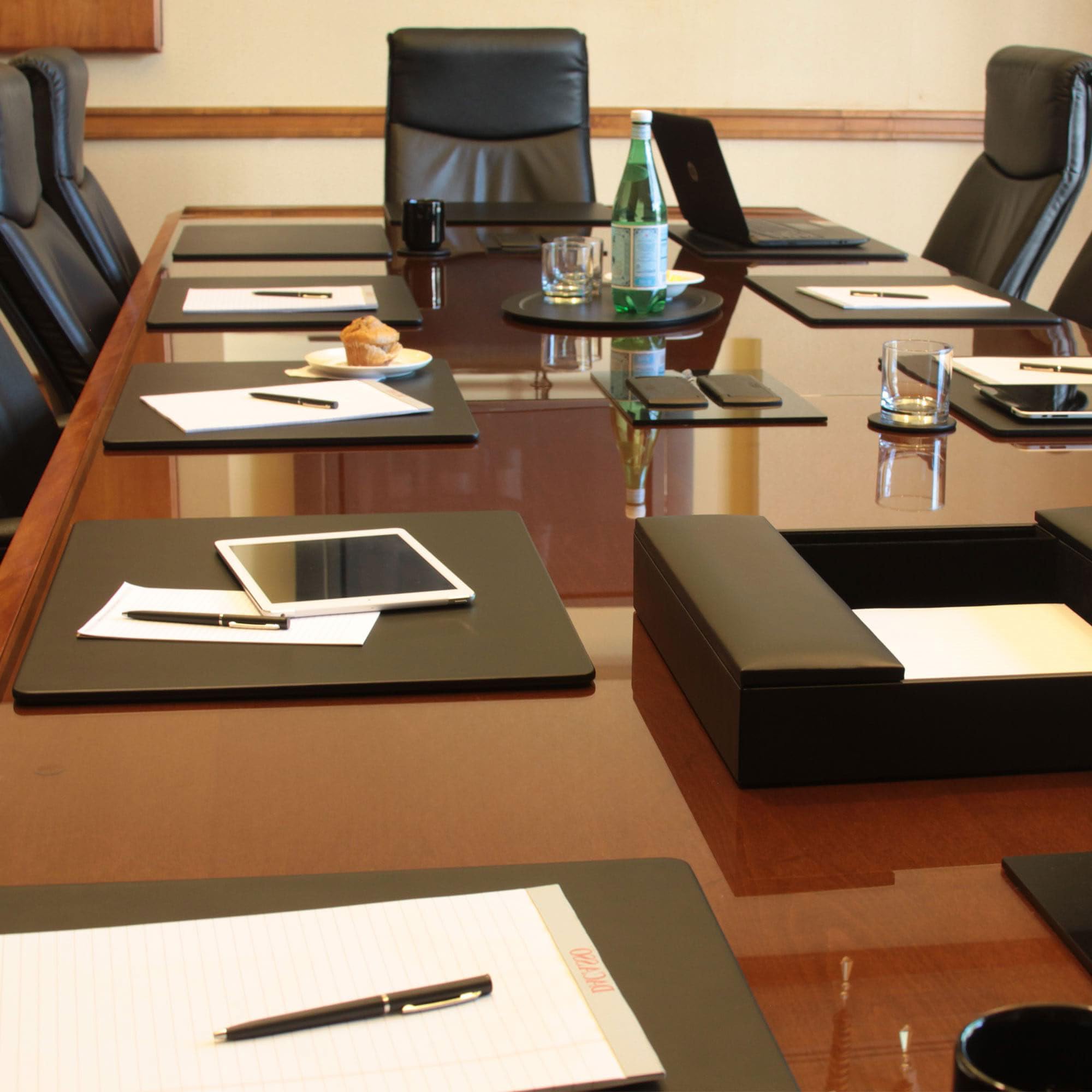 Dacasso Classic Black Leather 14" X 11.5" Luxury Conference Table - View #3