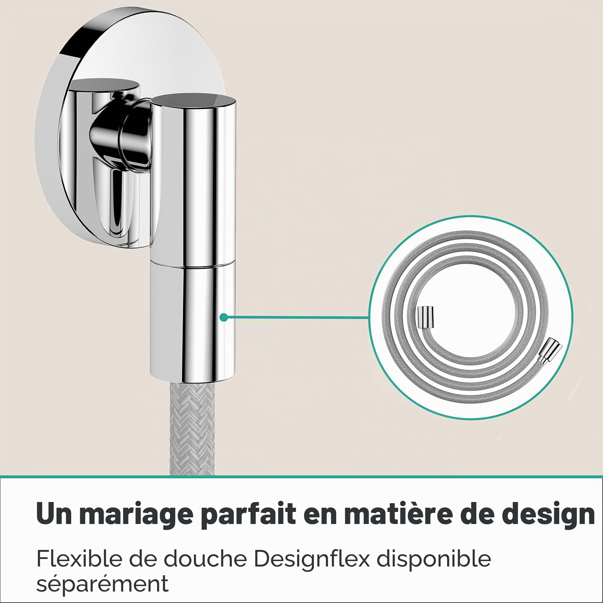 hansgrohe FixFit Fine S 28882000 Raccord mural universel avec clapet anti-retour, coude de raccordement mural, chrome