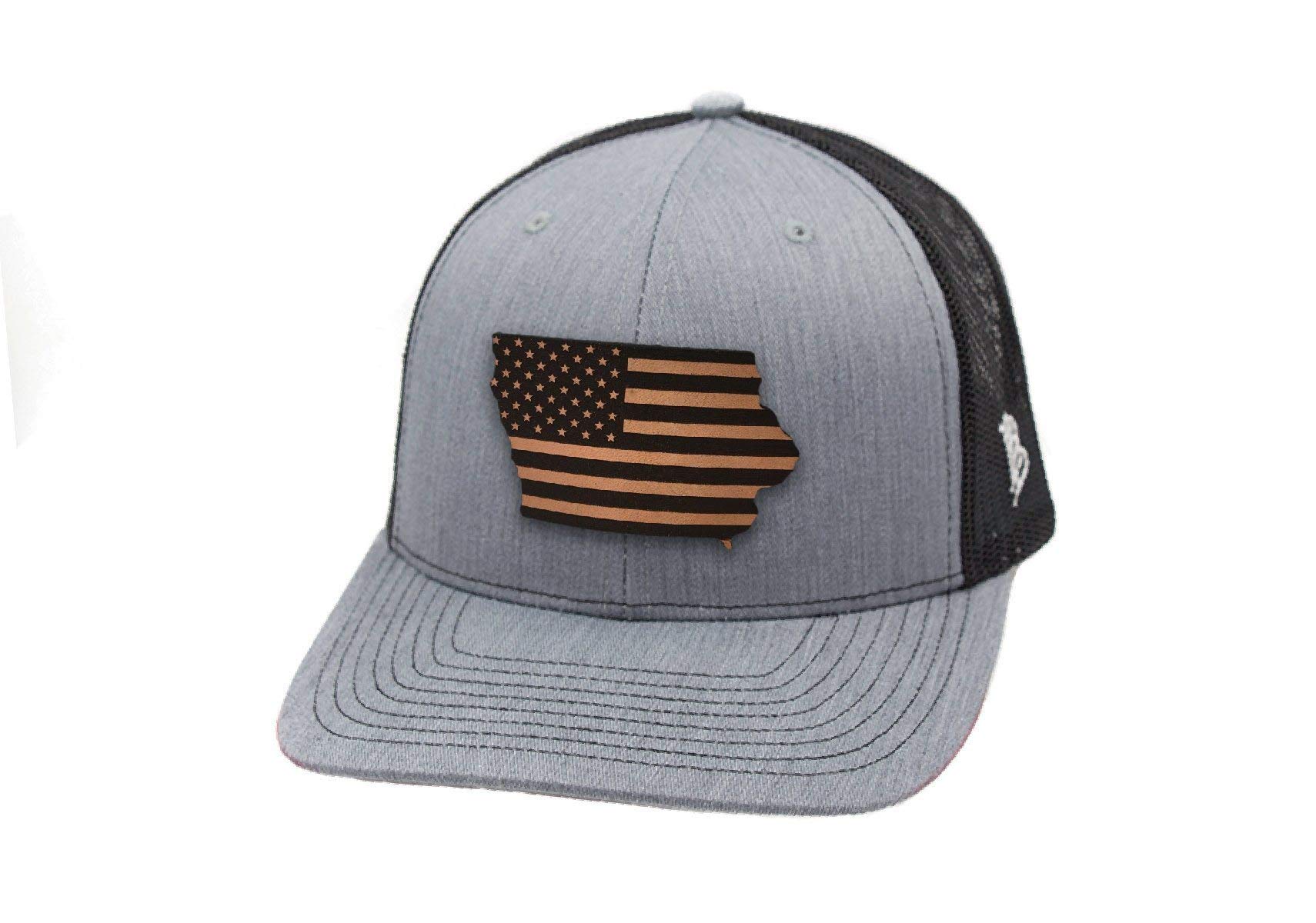 Iowa Patriot' Leather Patch Hat Curved Trucker