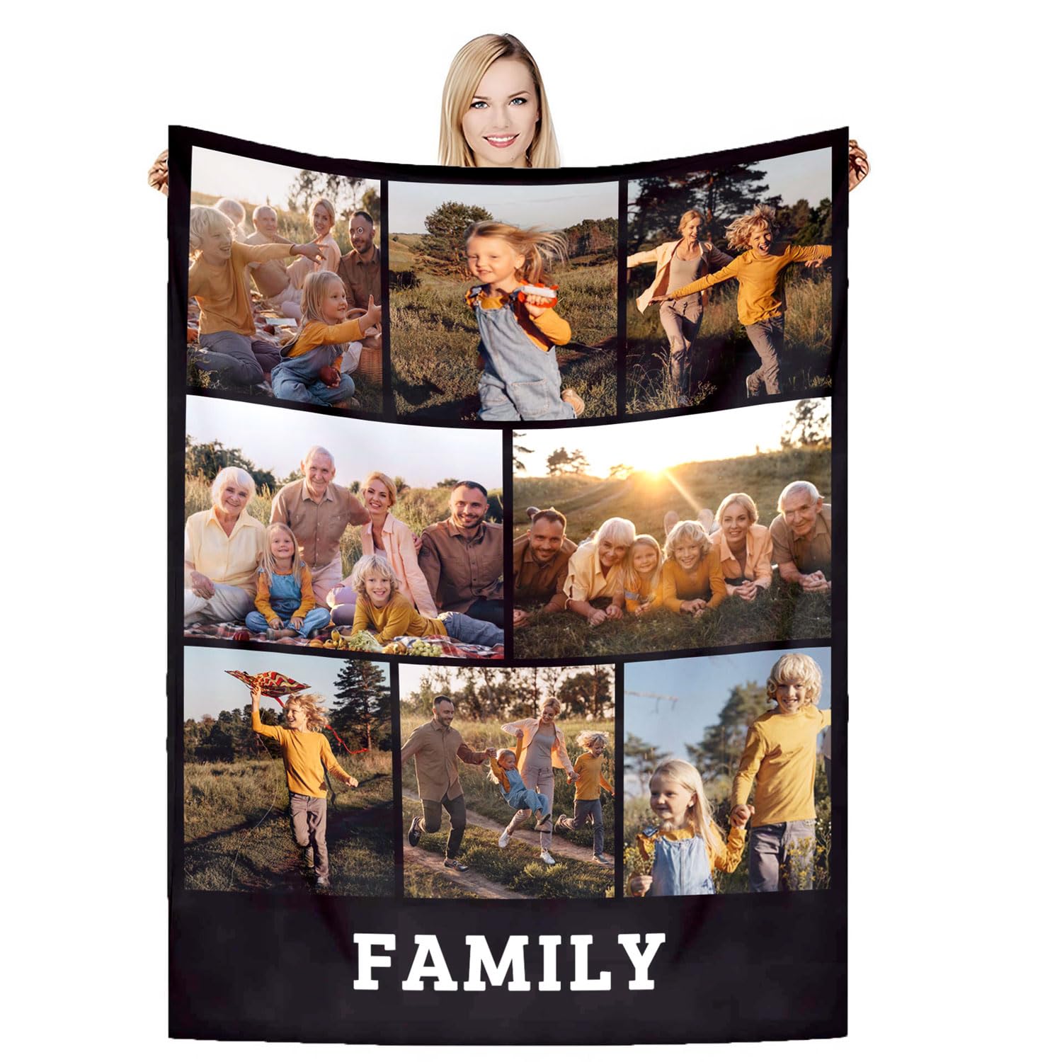 DSSHENGDS Customise Blanket, Fathers Day Birthday Gifts for Dad,Personalised Picture Flannel Blanket, Personalised Gifts for Women, Men, Baby, Kid, Pet, Family-H-80 * 120CM