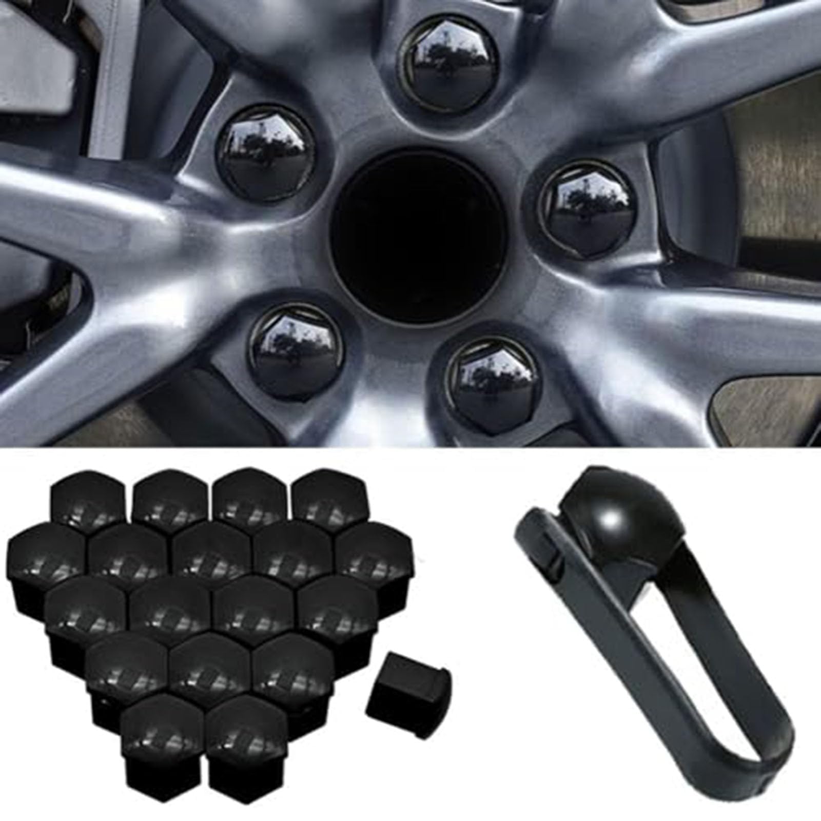 XCVFSRW Wheel Nut Covers, for Hyundai i30 i30N 2017-2024 i30 Fastback 2020-2024 Wheel Bolt Caps Lug Nut Covers Alloy Wheel Nut Protectors Wheel Bolt Nut Covers Dustproof,B-17mm