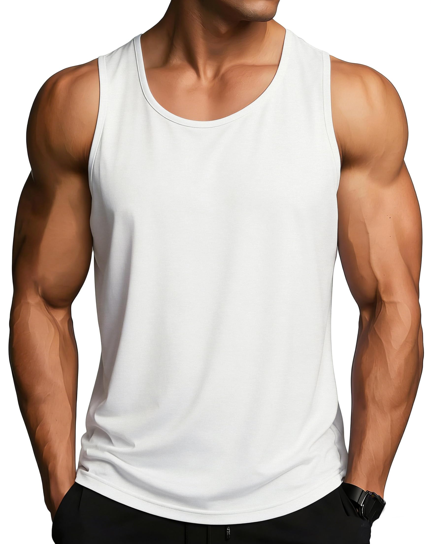 Terecey Tank Top Herren Ärmelloses Shirt Muskelshirt mit Print Palmen Beach Baumwolle Atmungsaktive Tankshirt Sommer Fitness Training Unterhemden S-XXL