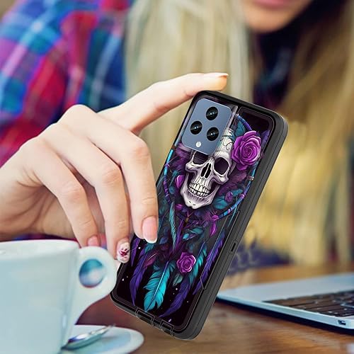 Miniatura 5 de BFUKVOU Funda para Revvl 6 5G, híbrida de doble capa (tapa a prueba de polvo) (montaje magnético para automóvil), protección contra caídas a prueba