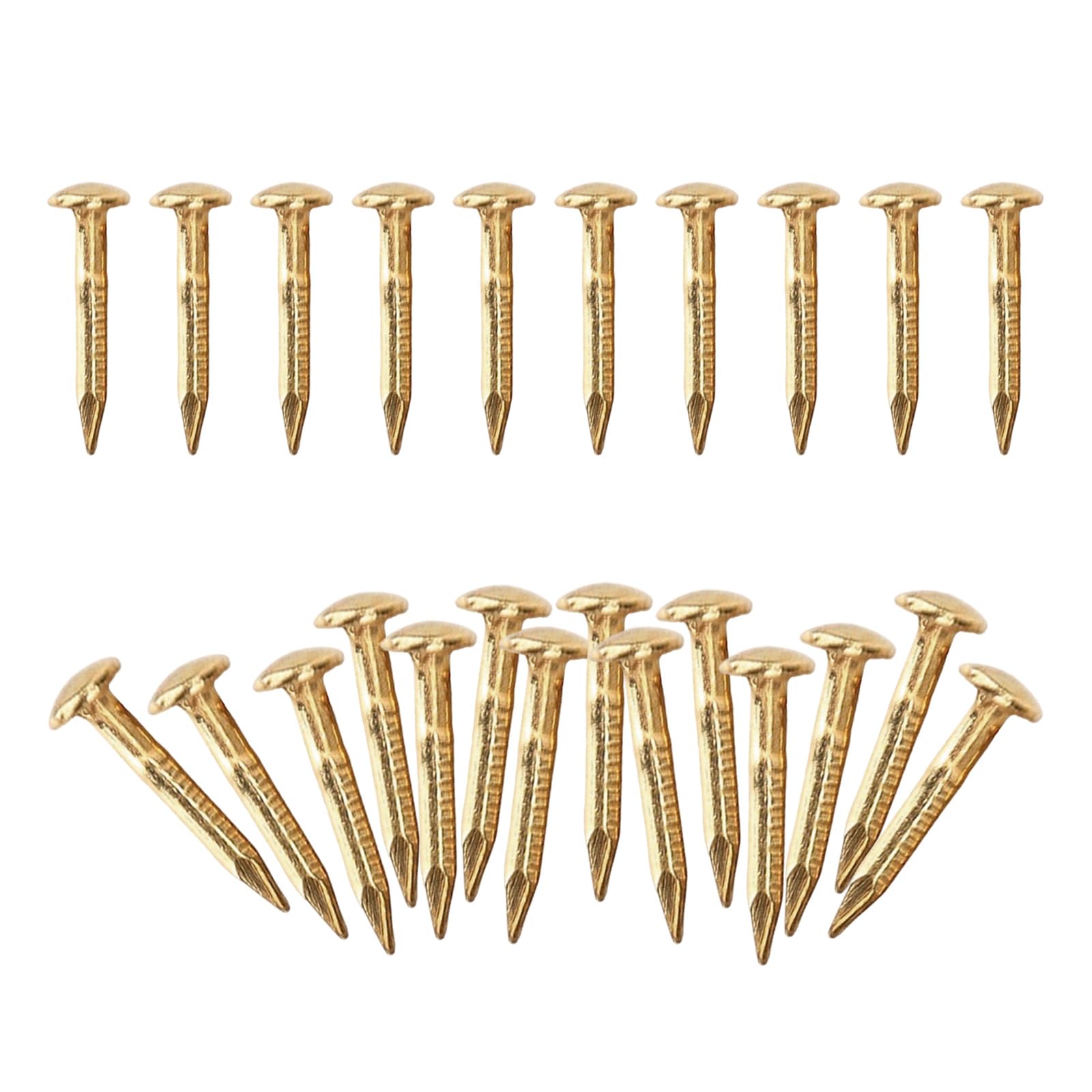 100 Pcs Brass Round Head Pins, 10mm Gold Panel Nails Small Escutcheon Pins Antique Upholstery Pins, for Wood Handmade Thread Pictures Furniture Hinge Hardware Accessories Fasteners