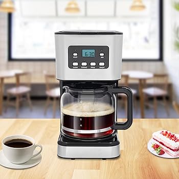 Cafetera compacta automática de filtro, máquina de café para hasta 12 tazas de café, 950 W, jarra térmica, jarra de cristal, antigoteo, color negro, café machine acero inoxidable1