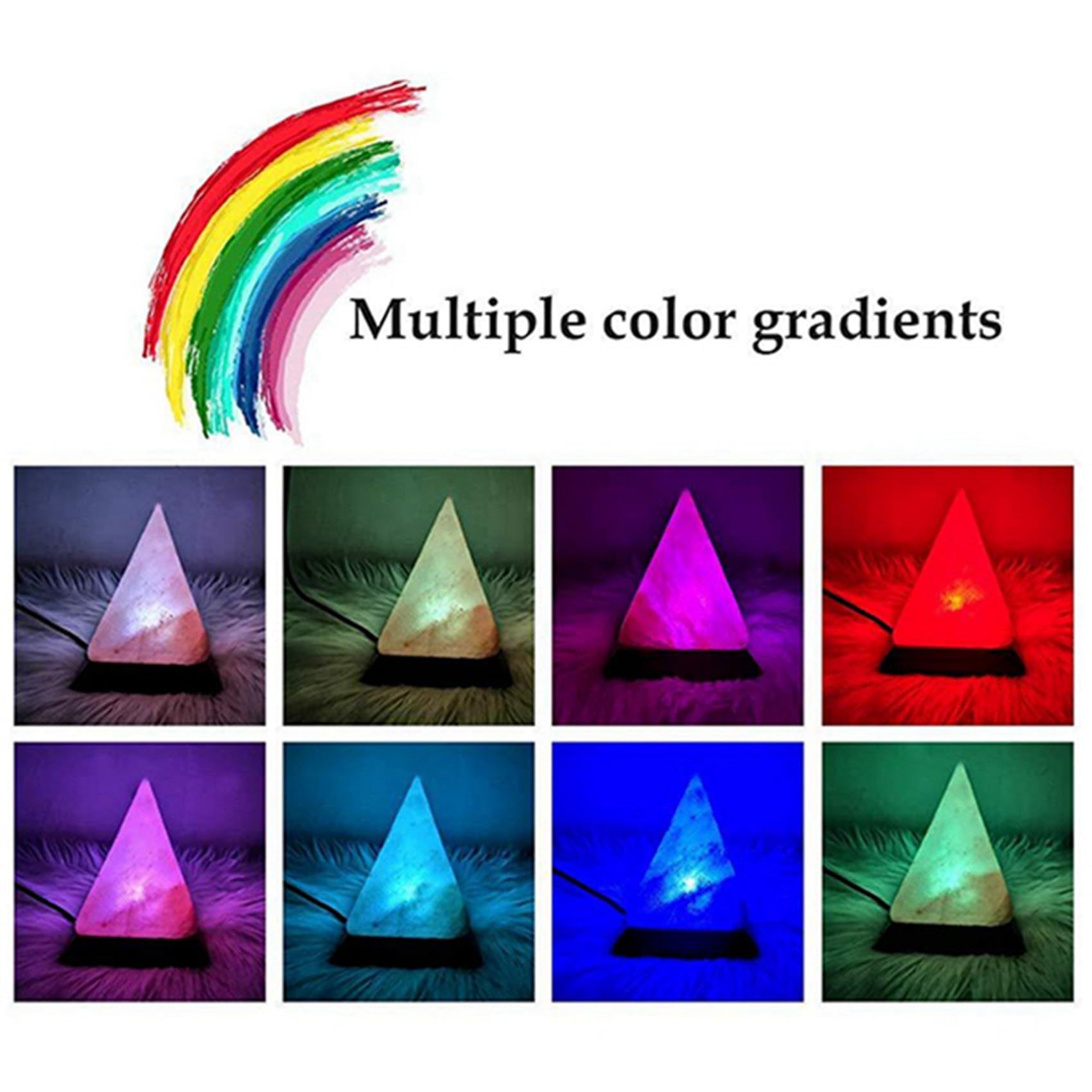 3X Lampe de Sel en Cristal de L'Himalaya USB LED Lampe en Cristal de Sel Pyramide Lampe DéCorative en Cristal Lampe D'Ambiance AtmosphèRe