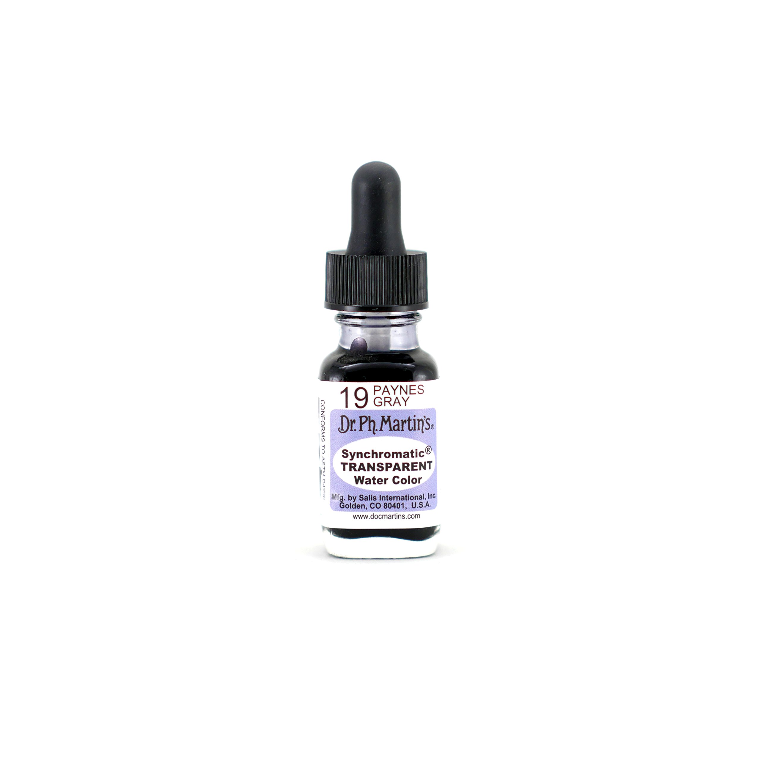 Dr. Ph. Martin's Synchromatic Transparent Water Color, 0.5 oz, Payne's Gray (19), 15 ml (Pack of 1)