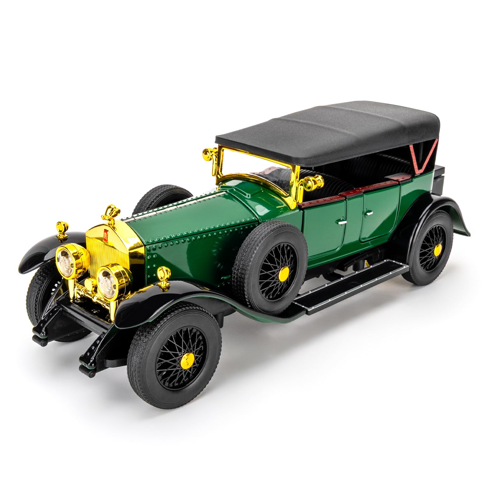 TGRCM-CZ 1/24 Rolls Royce Phantom 1 vintage car Model Car, Zinc Alloy Pull Back Vehicles Model Car with Sound and Light for Collectors & Kids 3+ Years Old Birthday Gift(green)