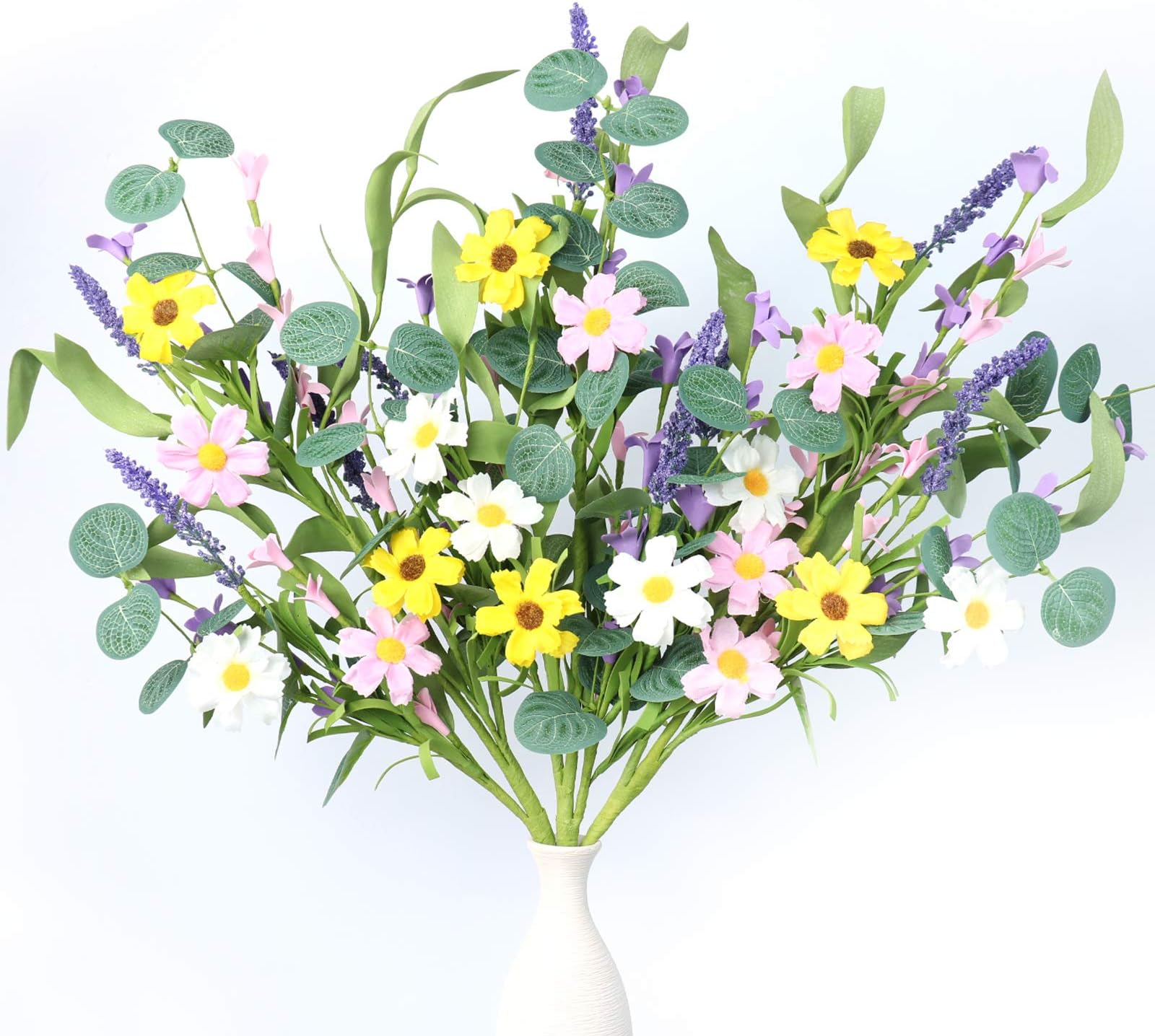 3 Pack Flower Stems,Artificial Daisy Lavender Stems with Green Leaves Floral Picks for Vase Centerpiece Home Decor and DIY Crafts-24” Tall