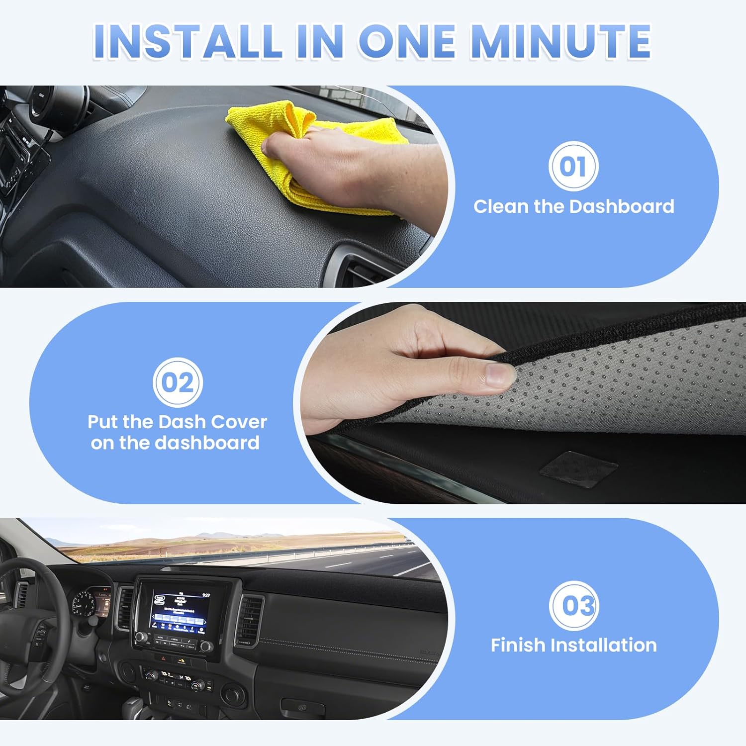 Sunsdrew Dash Cover for 2022-2025 2026 Nissan Frontier Dashboard Cover Mat for Frontier Accessories Sunshade Nonslip Mesh Protector No Glare