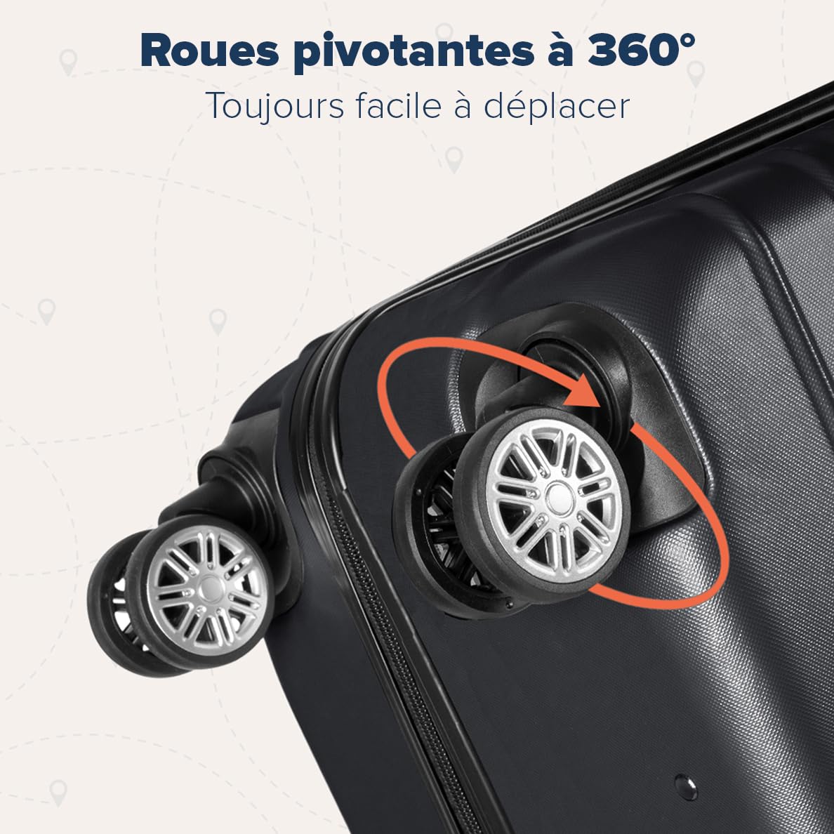 TRVLMORE Set Valise Rigide - Lot Valise - 3 Set de Valise de Voyage - Set Valises Rigides 4 roulettes - Luggage - Set 3 Valises - Ensemble Valise - Suitcase Set - Noir