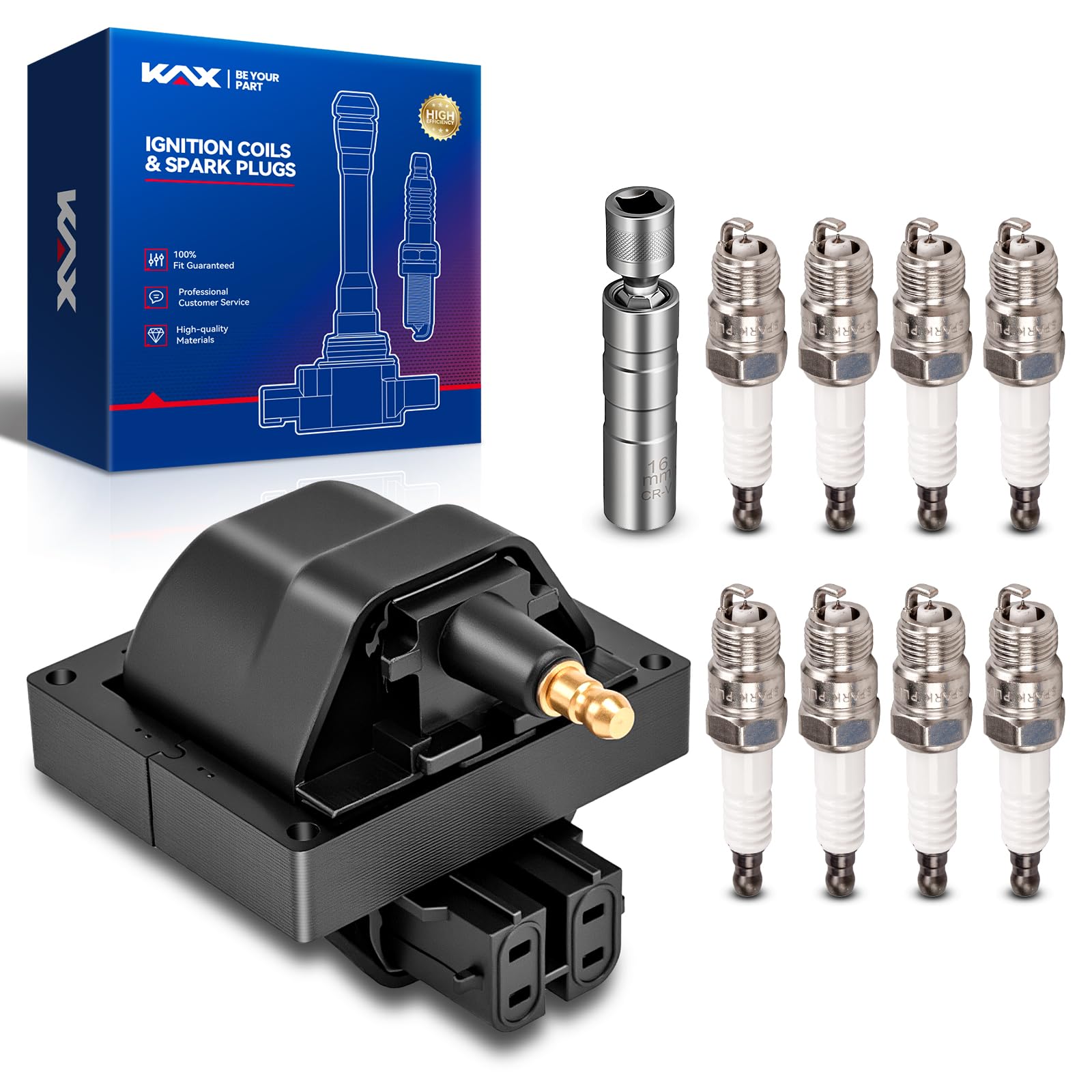 Amazon.com: KAX Ignition Coil and 8Pcs Iridium Spark Plugs Kit w