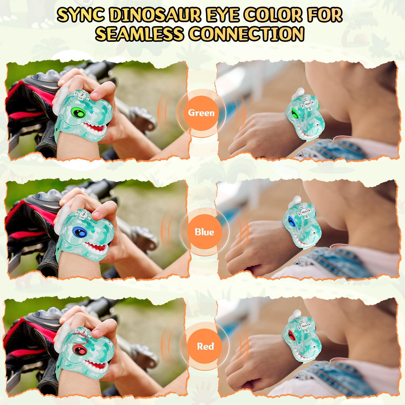 Walkie Talkies para niños, paquete de 2, juguetes para niños y niñas de 3 a 8 años de edad para aventuras al aire libre, campamento, Halloween, Navidad, regalos de cumpleaños (azul, dinosaurio 4