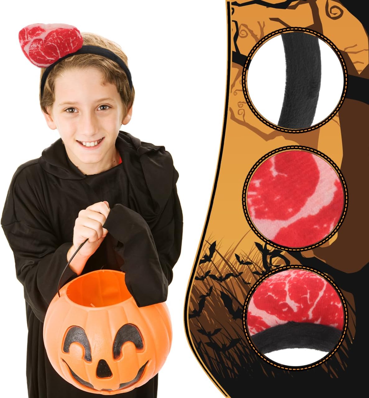 Beaupretty Funny Meat Headband Creative Food Hair Accessory Lightweight Comfortable Party Costume Headwear for Halloween Cosplay Photo Props - Image 6