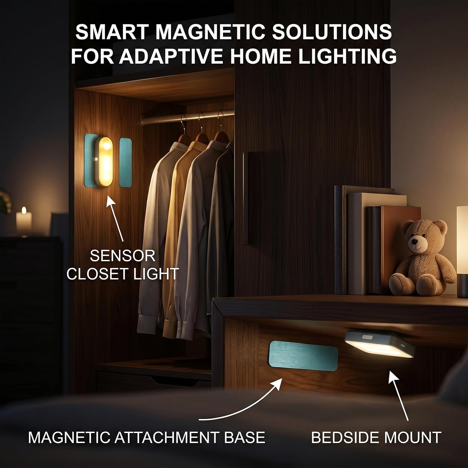 12 Pcs Under Cabinet Lights Magnetic Stickys，Replacement Magnetic Strips with Adhesive Backing for Rechargeable Motion Sensor Lights Wireless Under Counter Light for Wood Metals Plastic Surfaces