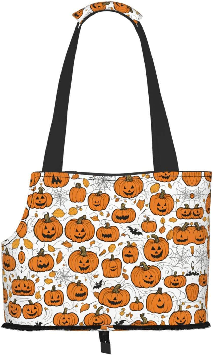 Halloween Pumpkin Patterns Print Portable Foldable Shoulder Bag for Travel,with Collar Hook and Handle Pad,Cute Stylish Design