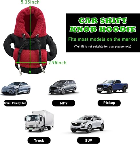 Miniatura 2 de Augeny 2 sudaderas con capucha para palanca de cambios de automóvil, divertido diseño de suéter de camisa, mini sudadera con capucha para palanca de