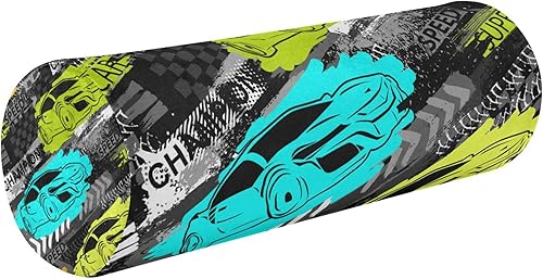 Racing Cars Trucks Trucks Colorful Knee Bolster Pillow for Legs Neck Roll Pillows for Bed Round Pillows for Sleeping for Lumbar Support Pillow Sleep