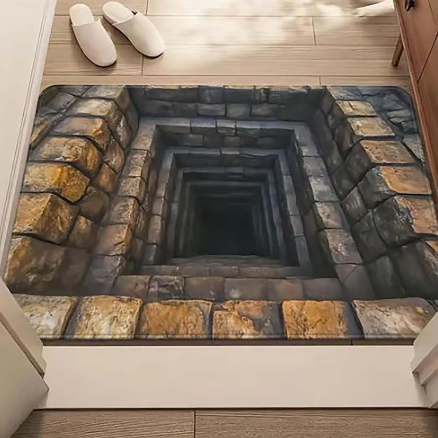 KGAIXN Non-Slip Illusion Pattern Doormat 3D Visual Optical Rug Endless Abyss Print Velvet Carpet with Dot Base for Door Entrance Bedroom Living Room Large 20 by 32 Inc