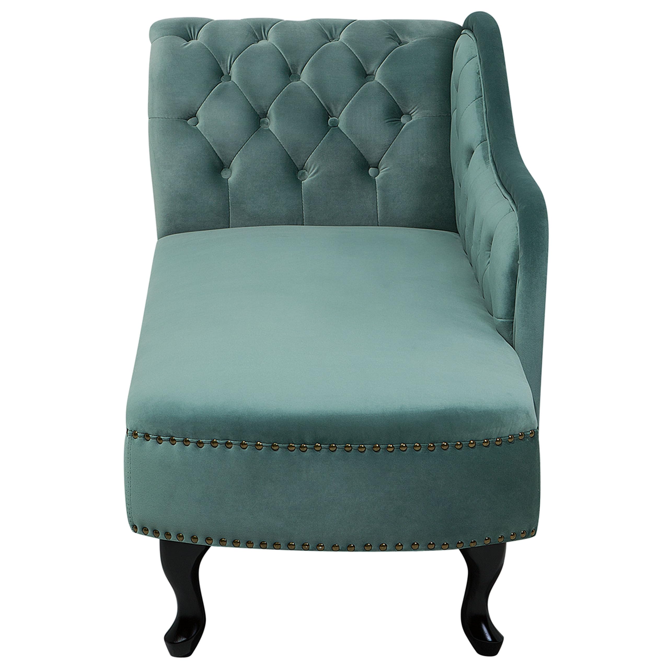 Beliani Retro Chaiselongue Samtstoff linksseitig mintgrün Nimes