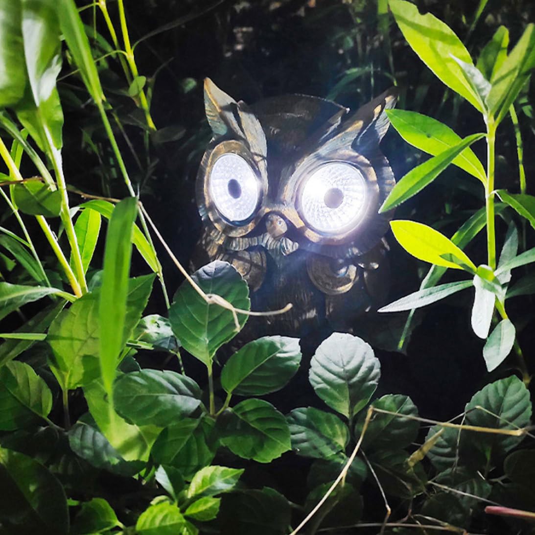 Statua da giardino solare, scultura di gufo in resina impermeabile con luci a LED - Ornamento decorativo per prato da giardino esterno
