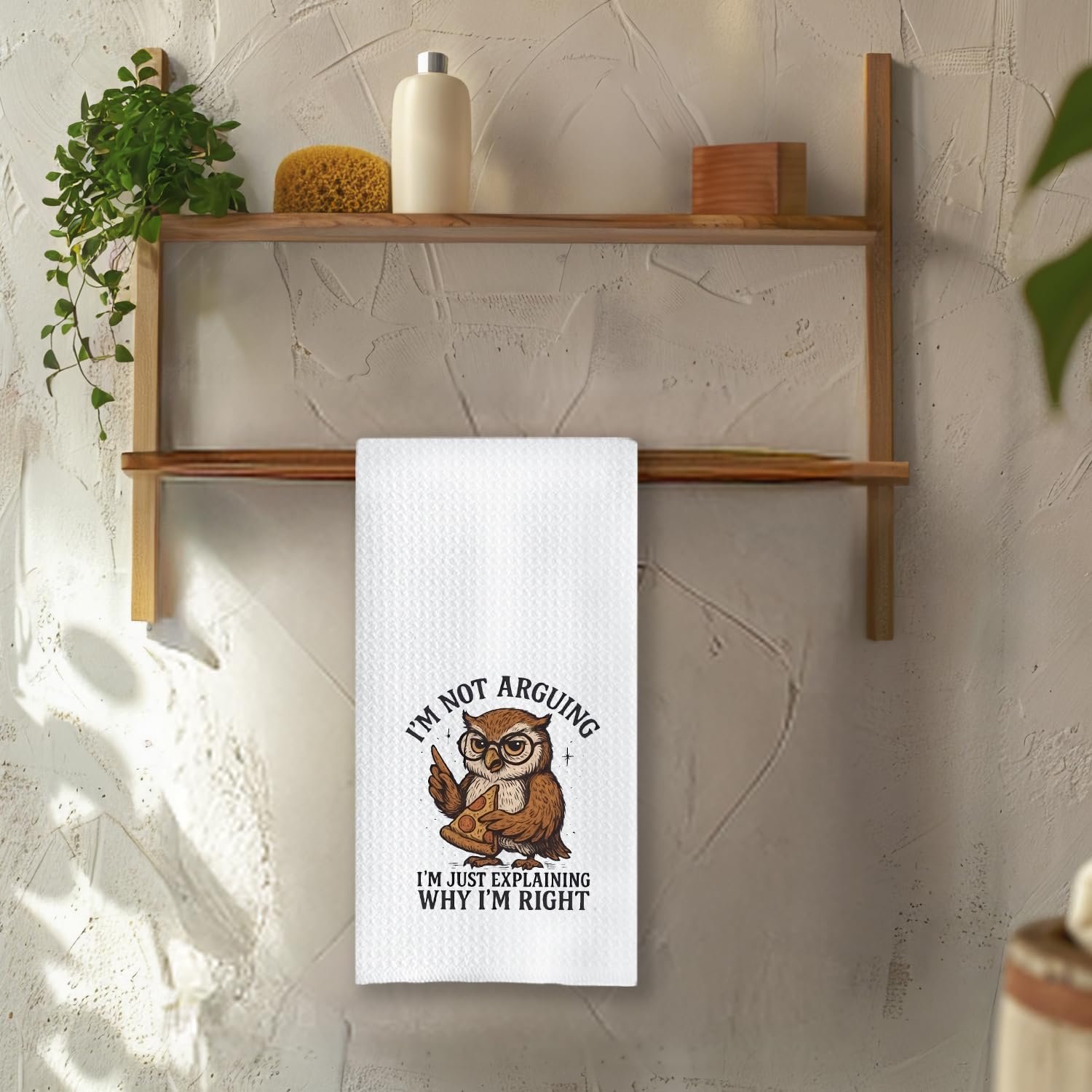 Chicimln Funny Owl Kitchen Towels, Gifts for Owl Loves Decorative Hand Towels for Bathroom, I'm Just Explaining Why I'm Right Dish Tea Towel Drying Cloth for Kitchen Decor, 16x24 Inch - Image 7