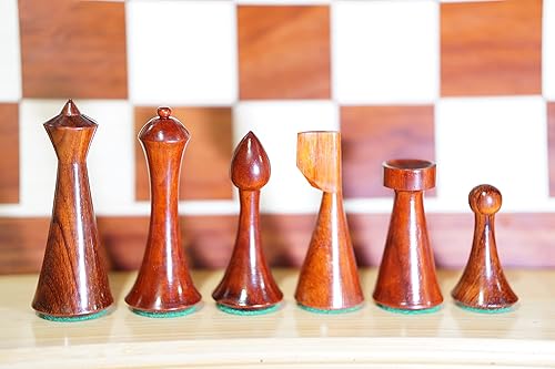 Vista 16 de Hastha Kalalu Reproducido Hermann Ohme/Danés Moderno/Estilo Minimalista, Padauk/Bud África Madera de Palisandro, King Piezas de Ajedrez Pesadas