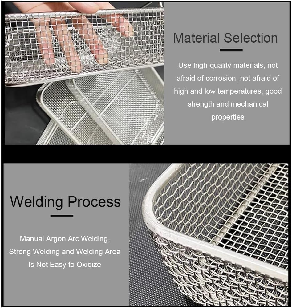 CucCe Sterilisationskörbe für Instrumente Tabletts for medizinische Geräte, perforierte Netzkörbe aus Edelstahl for chirurgische Versorgungsräume(40 * 20 * 7cm)