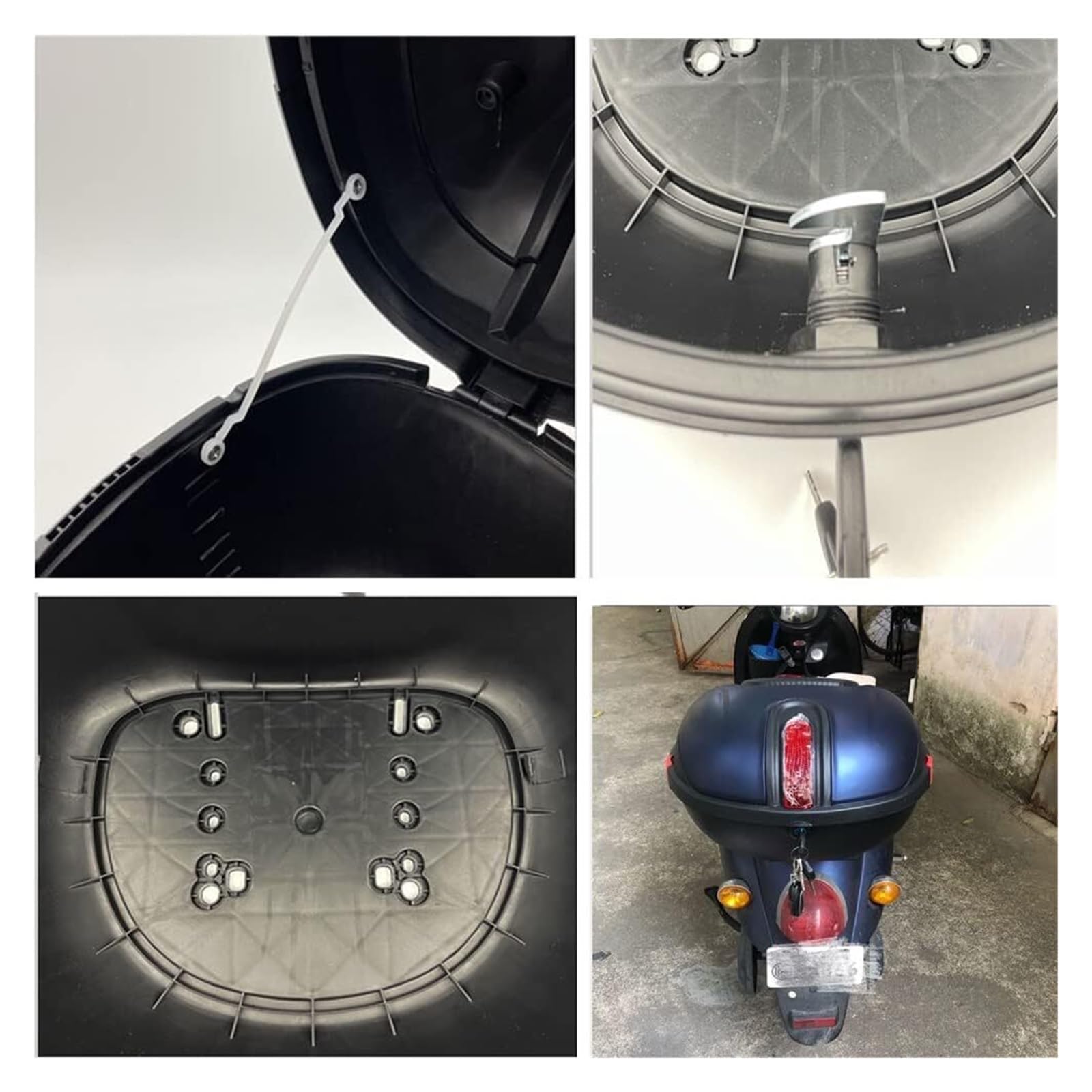 kufer motocyklowy, Zamykany kufer na motocykl z akcesoriami montażowymi Wielokolorowy 38x34x24cm(V)