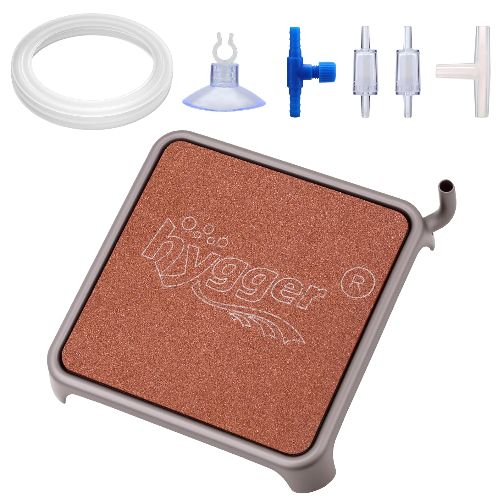 hygger Aquarium Air Stone, 2.44 Inch Nano Air Stone Make Super Tiny Bubble, Ultra Quiet Dissolved Oxygen Diffuser Small Airstone with Stainless Steel Base for Aquarium, Fish Tank &amp; Hydroponic, Square