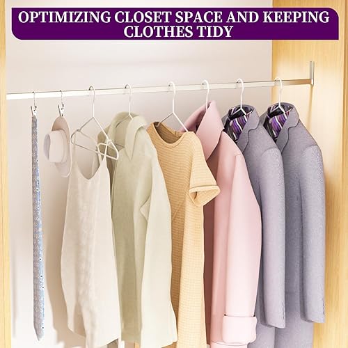 Miniatura 7 de Paquete de 60 perchas de alambre de metal + 5 alfileres para ropa, perchas de alambre de 16.5 pulgadas para camisas de tamaño estándar, trajes,