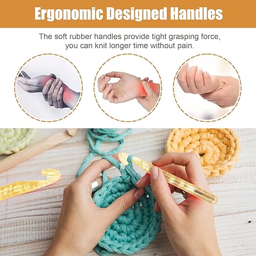 Miniatura 5 de Ganchos de ganchillo, juego de ganchos de ganchillo con mango, ganchos de ganchillo grandes para hilo grueso, agujas de ganchillo profesionales