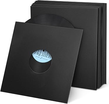 Facmogu 10PCS 12in Vinyl Record Kraft Paper Jackets, Matte Black 350gsm Thick Cardboard Vinyl Covers, Protective Outer Sleeves for 33 RPM, Archival Storage Record Case for LP Album