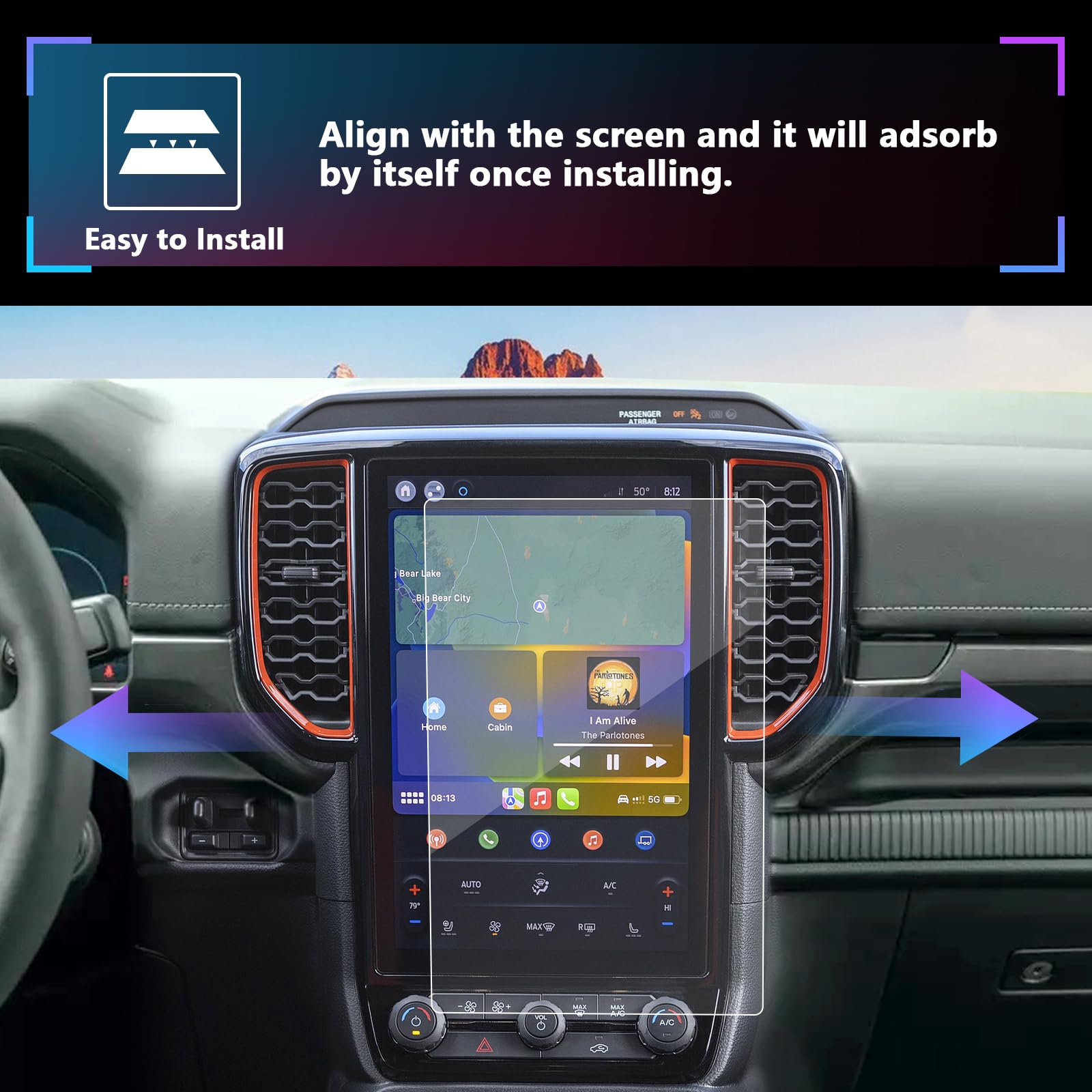 RUIYA 12-Inch Tempered Glass Touchscreen Protector – For 2024-2025 Ford Ranger