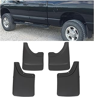 ECOTRIC Heavy Duty Mud Flaps Mud Guards Splash Front & Rear Molded 4 Piece for Dodge Ram 2002-2008 1500 & 2003-2009 2500/3500 Without Fender Flares