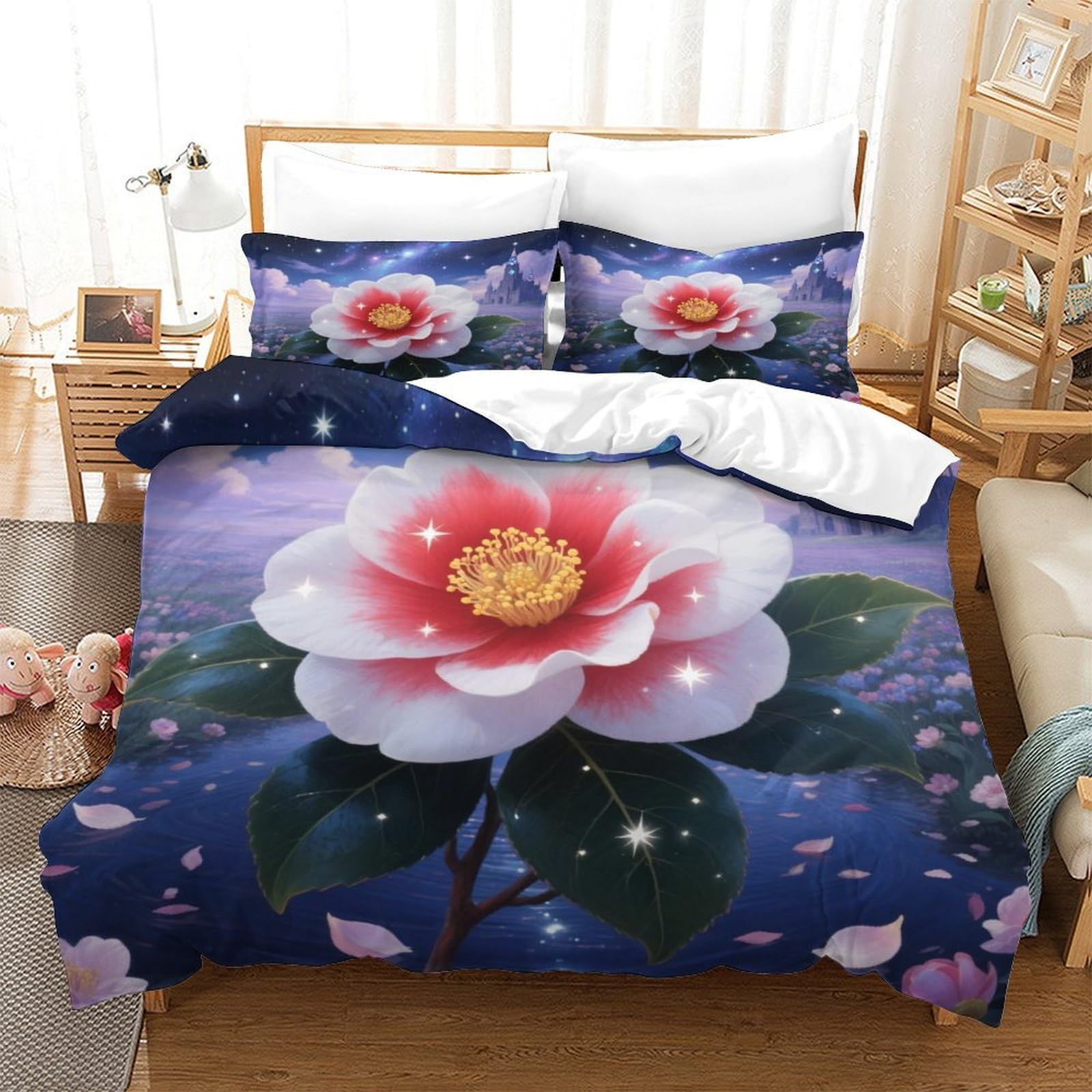 Housse de couette microfibre douce 140x200 cm à fermeture éclair cachée pour lit enfant propre