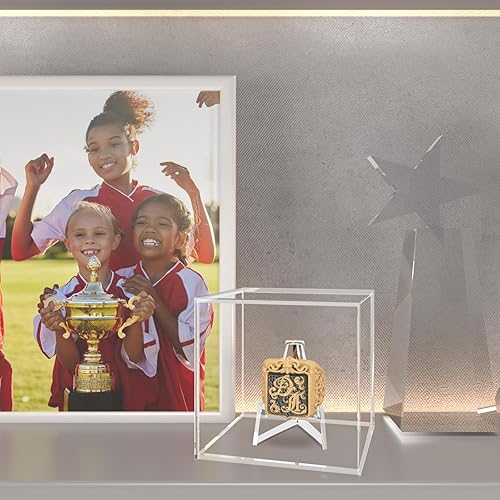 Miniatura 8 de Caja cuadrada de acrílico transparente para anillos de campeonato con soporte, 2.5 pulgadas, 1 paquete